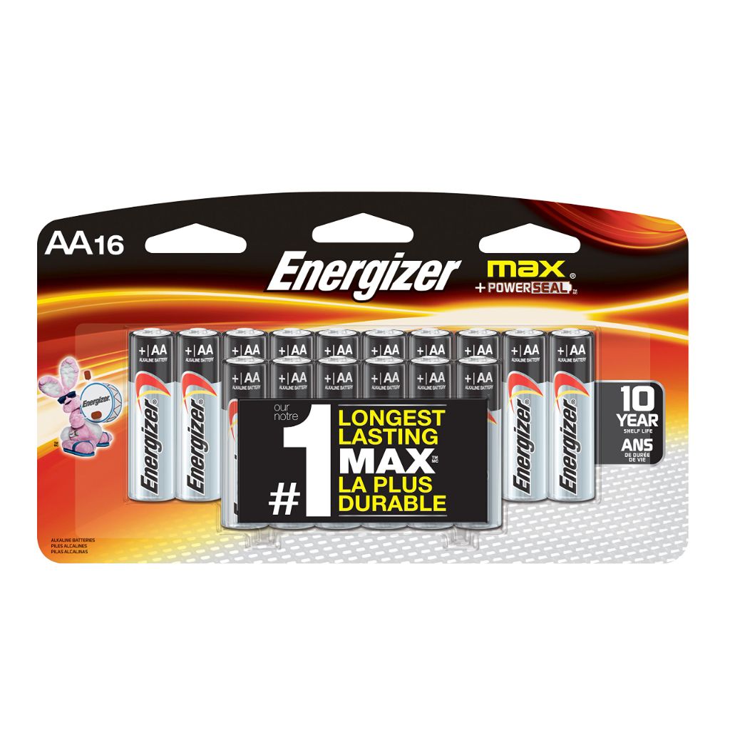 Energizer E91BPW16 Max AA Alkaline Batteries AA Size 16 Pack