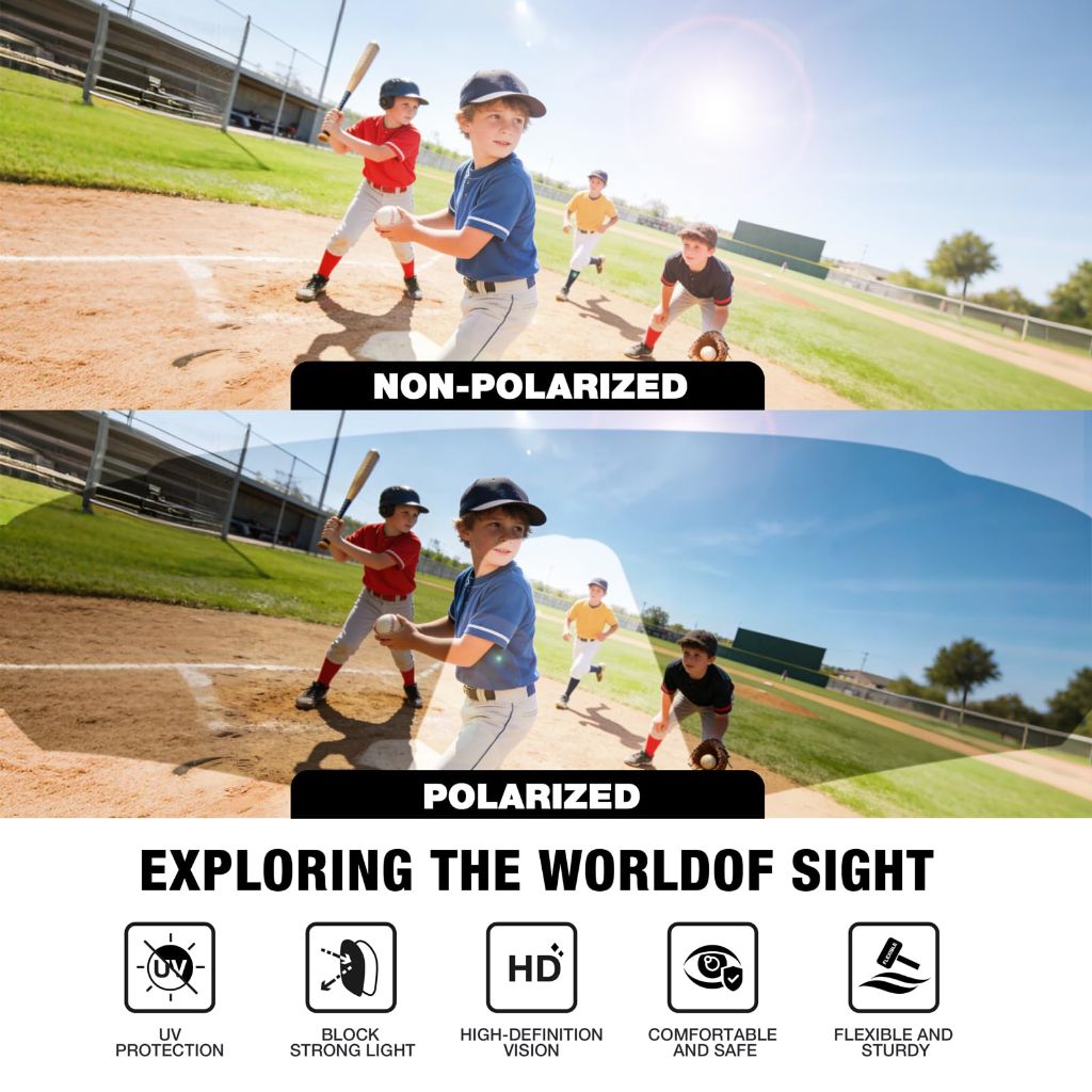 RIVBOS Youth Baseball Sunglasses for Kids(Boys&Girls)  - Black/Blue Magenta Dot Frame-Rainbow Lens RYS007