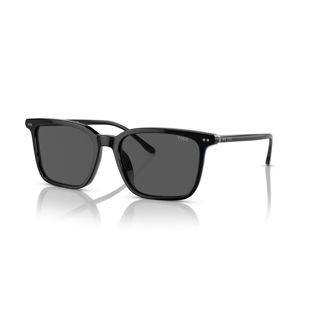 Polo Ralph Lauren Men's PH4194U Universal Fit Square Sunglasses - Shiny Black Frame/Gray Lens, 56 mm