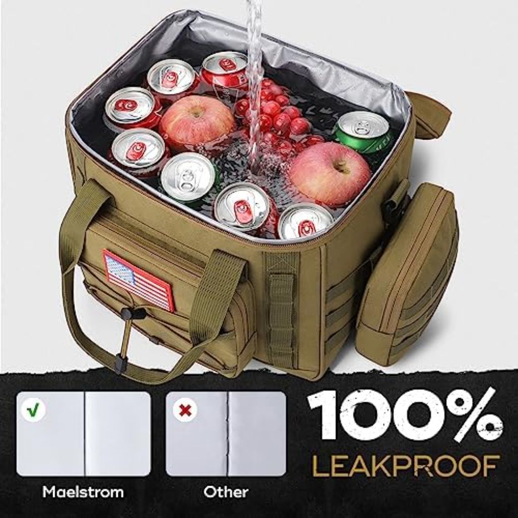 Maelstrom Tactical Lunch Box, Large Durable Insulated Leakproof Cooler, 20 Cans/15 L, Khaki