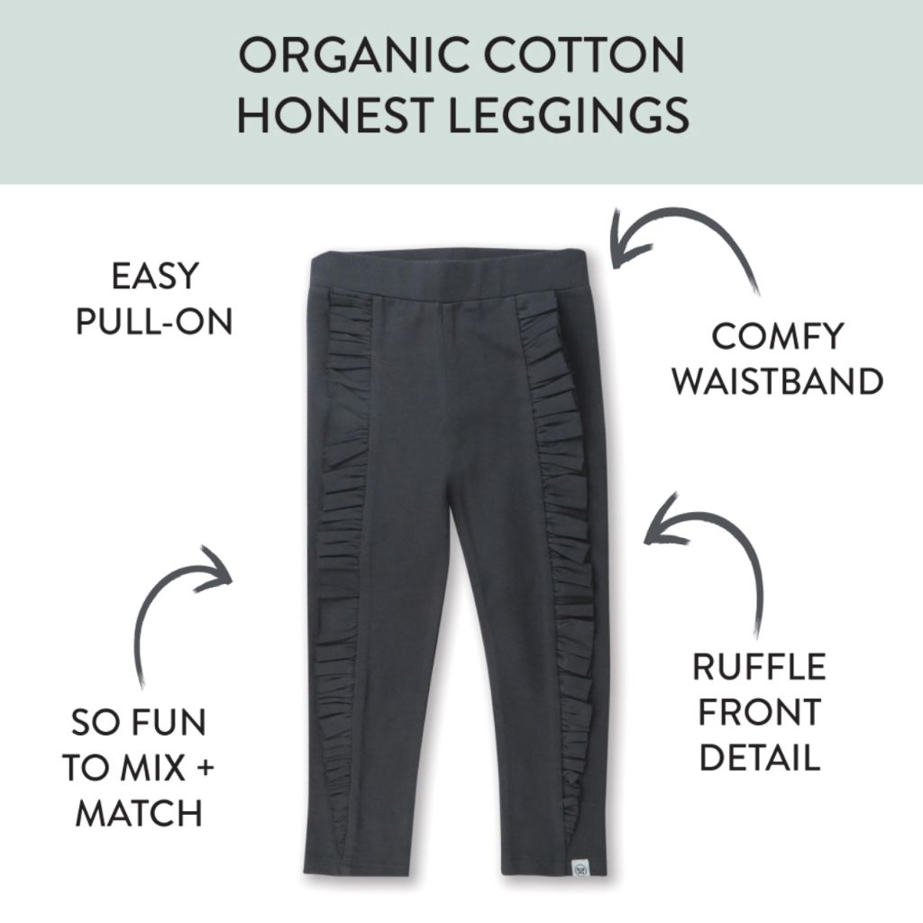 HonestBaby Girls Organic Cotton Leggings Multipack, 3-Pack English Garden Plaid, 24 Months