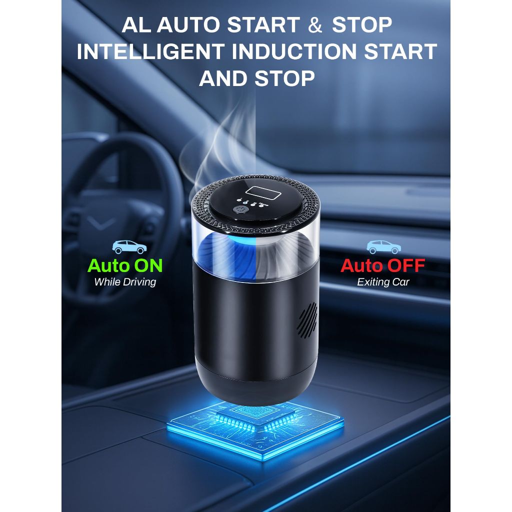 Smart Car Air Freshener w/Ambient Light & Mist Fragrance - Snowy Summit