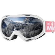 OutdoorMaster OTG Ski Goggles - Over Glasses Ski/Snowboard Goggles - 100% UV Protection (White Frame + VLT 11.5% Grey Lens)