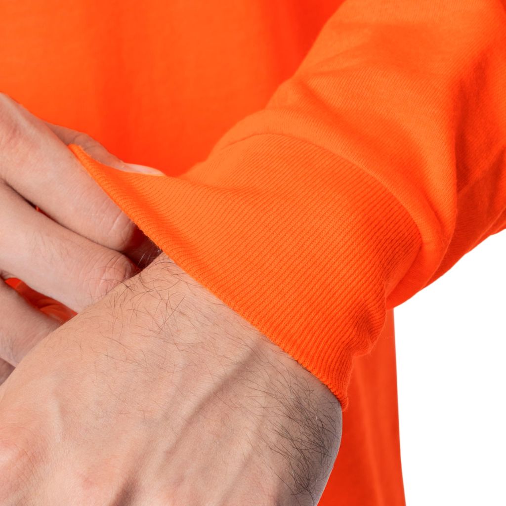 Fruit of the Loom Men's Eversoft Cotton T Shirts, Size Small, Long Sleeve-Safety Orange