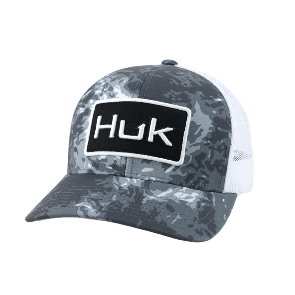 HUK Mens Trucker Hat, Anti-Glare Snapback Fishing Hat for Men, Mossy Oak Stormwater Midnight, One Size