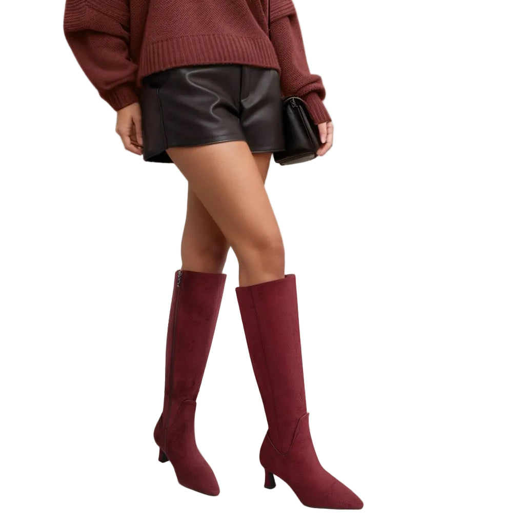 MUCCCUTE Knee High Boots, Maroon - Size 6.5