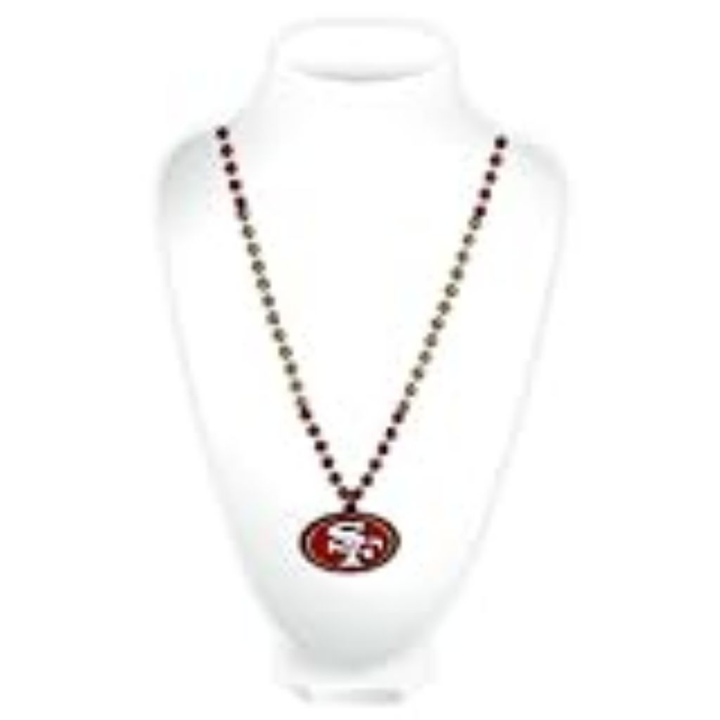 San Francisco 49ers Mardi Gras Beads with Medallion