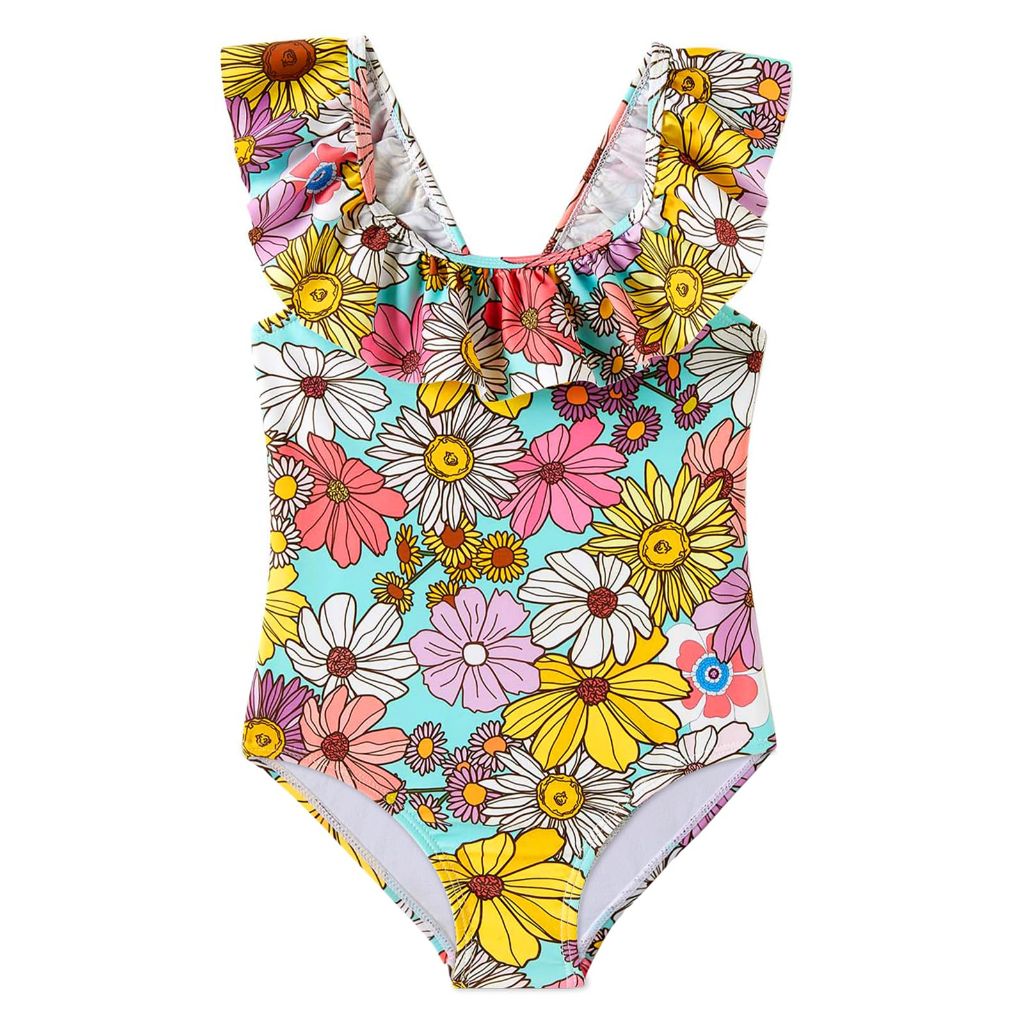 Angel season Girls One Piece Swimsuits for Toddlers, Ruffle Sunflower - Size 2t
