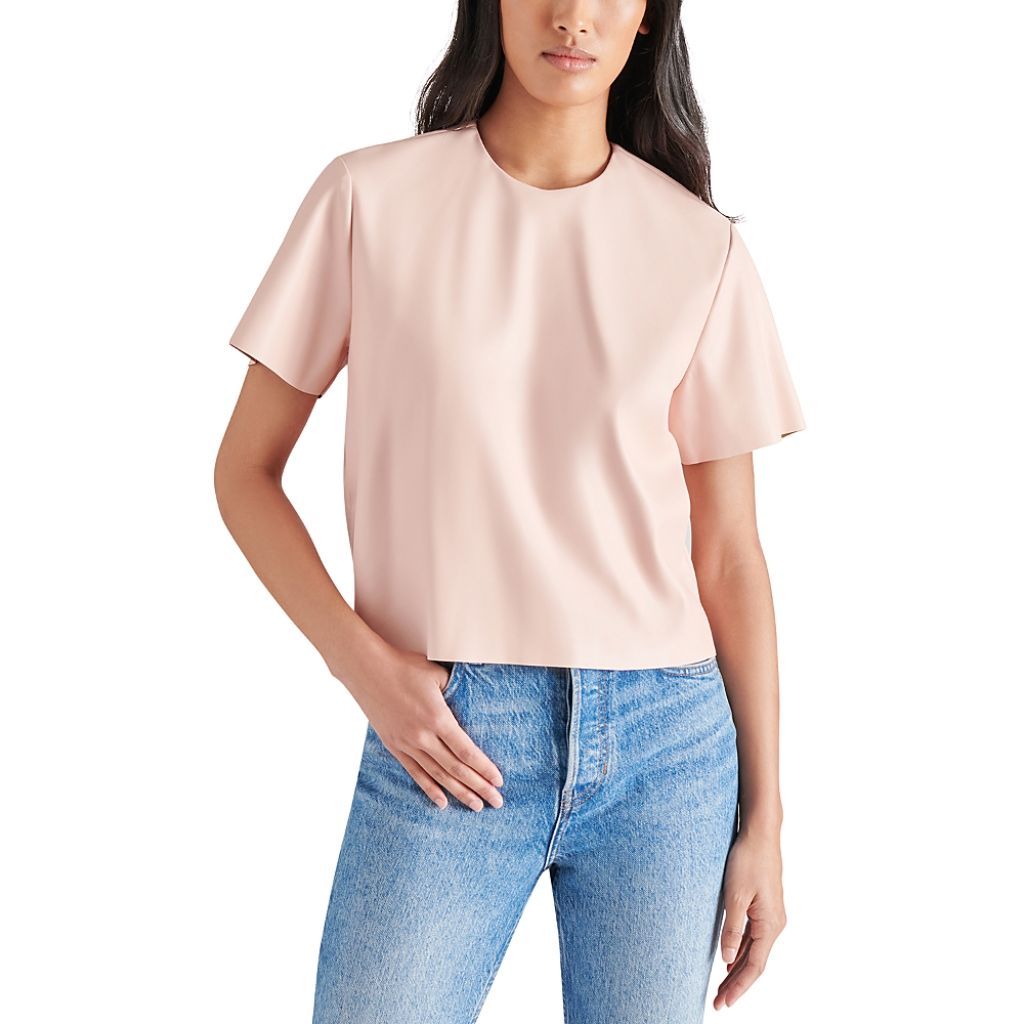 Steve Madden Women's Ezra Faux Leather Top - Ash Rose, Size S
