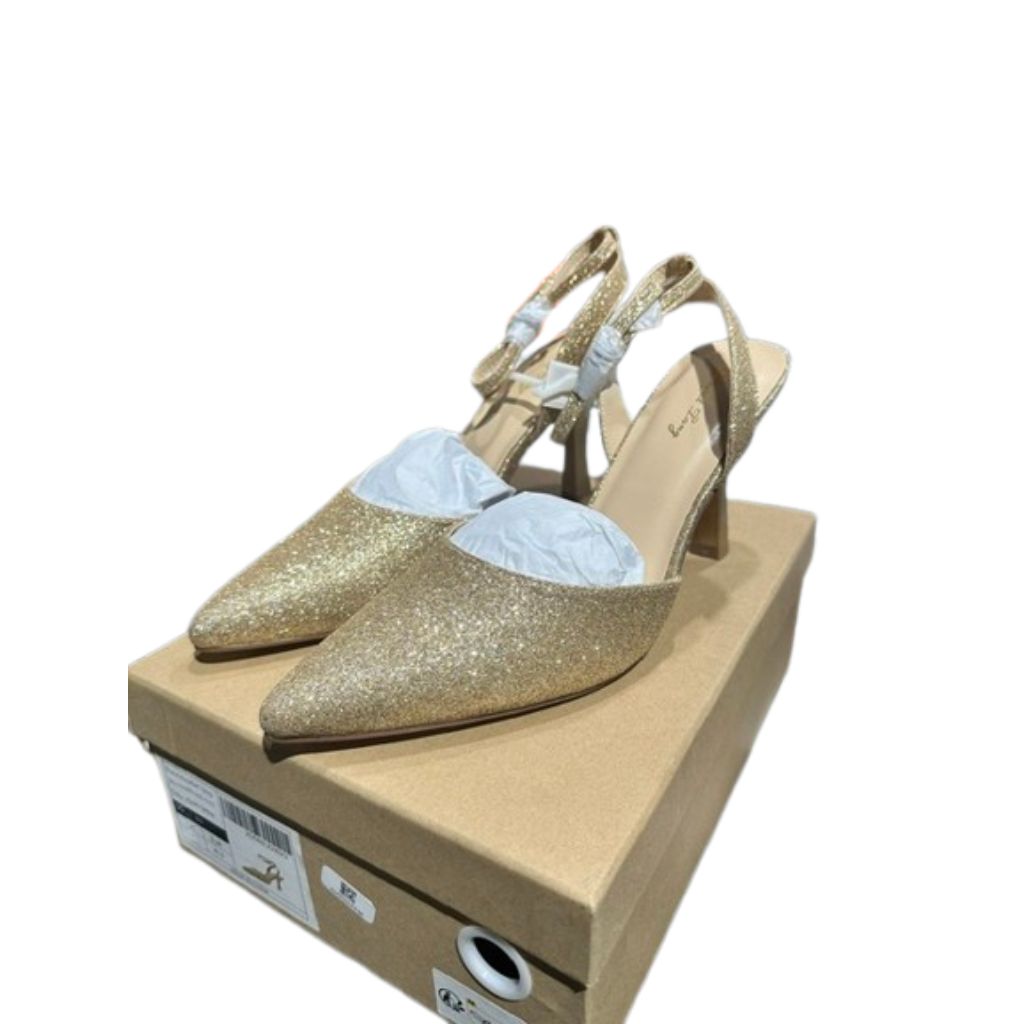 Elisabet Tang Women's Closed-Toe 3.4" Pumps - Gold Glitter, Size 9.5