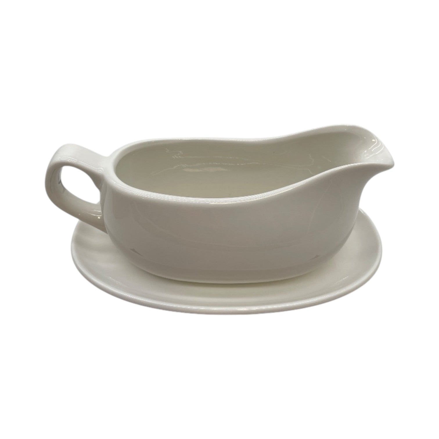 Gurygo 17oz Large White Ceramic Gravy Boat with Tray - Porcelain Gravy Boat with Large Pour and Fewer Drips - Ceramic Sauce Boat for Gravy, Salad Dressings, Microwave & Freezer Safe