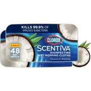 Clorox Scentiva Disinfecting Wet Mop Pads - Coconut & Waterlily, 48 Count (2 Pack)
