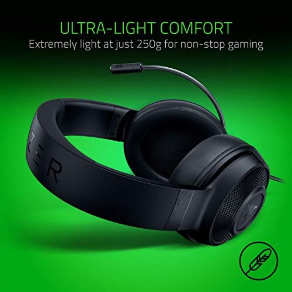 Razer Kraken X Ultralight Gaming Headset: 7.1 Surround Sound - Lightweight Aluminum Frame - Bendable Cardioid Microphone - PC