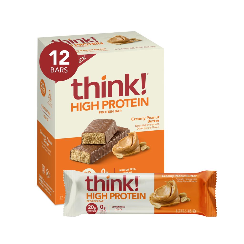 Think! Protein Bars, Creamy Peanut Butter - 12ct (2.1oz per Bar)