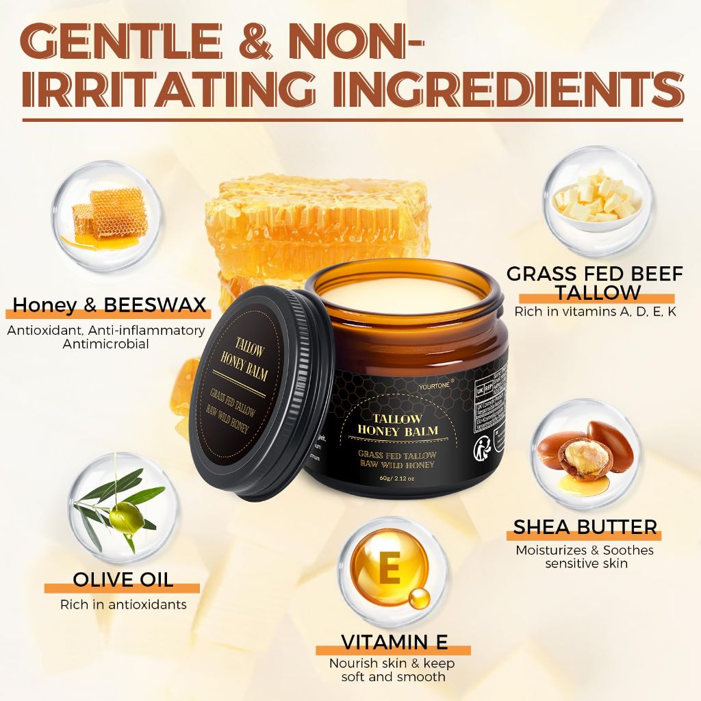 YOURTONE Beef Tallow for Skin, Deep Nourish and Soothe Dry Skin (2.12oz/60g)
