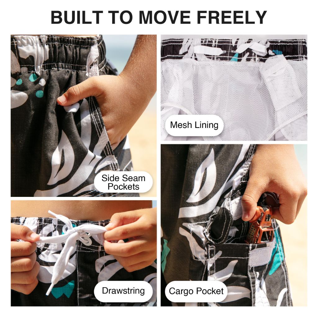 Kanu Surf Big Boys Oahu Quick Dry Beach Swim Trunk, Oahu Black, Medium (10/12)