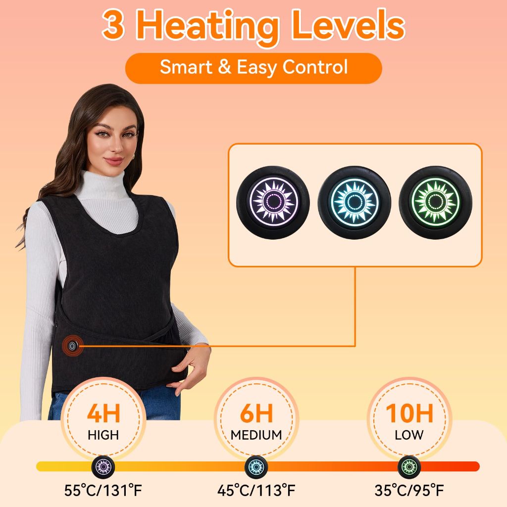 CHANGEOWN Adjustable Heated Vest for Women and Men Lined with 11 Heating Zones,