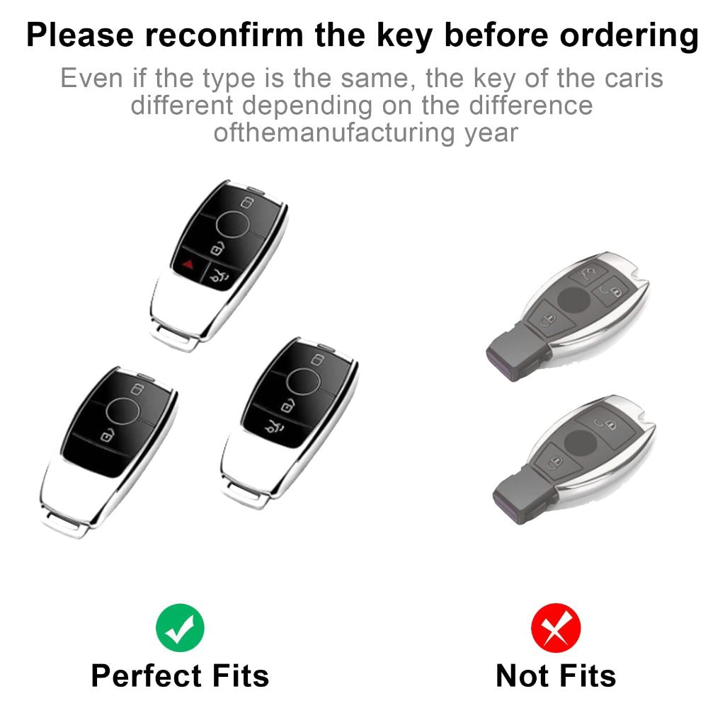 Seedwee for Mercedes Key Fob Cover, 4 Buttons Soft TPU Keys Protector Bling | Gold Pink
