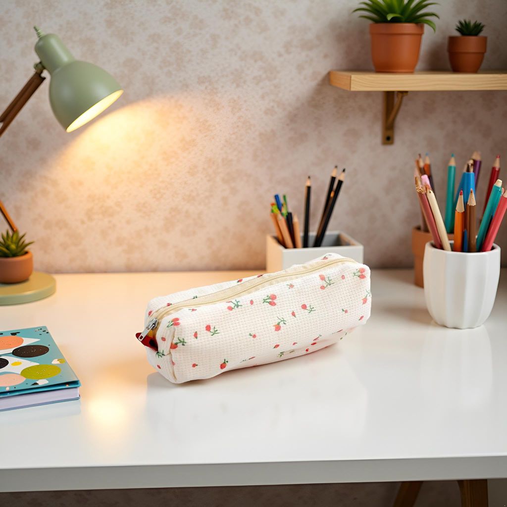 Qintreesify Pink Floral Style Pencil Bag
