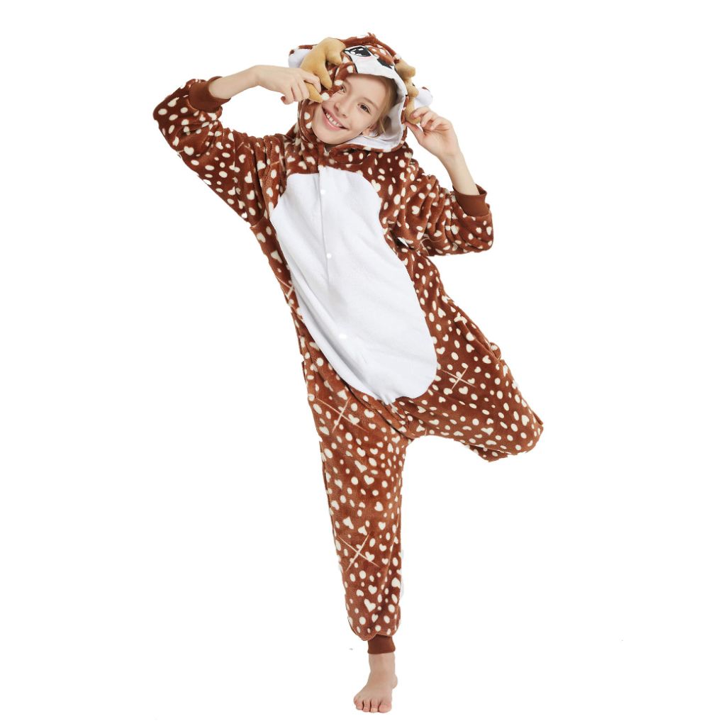 CASABACO Kid Reindeer Onesie Pajamas, One piece, Dot Deer, 4'7