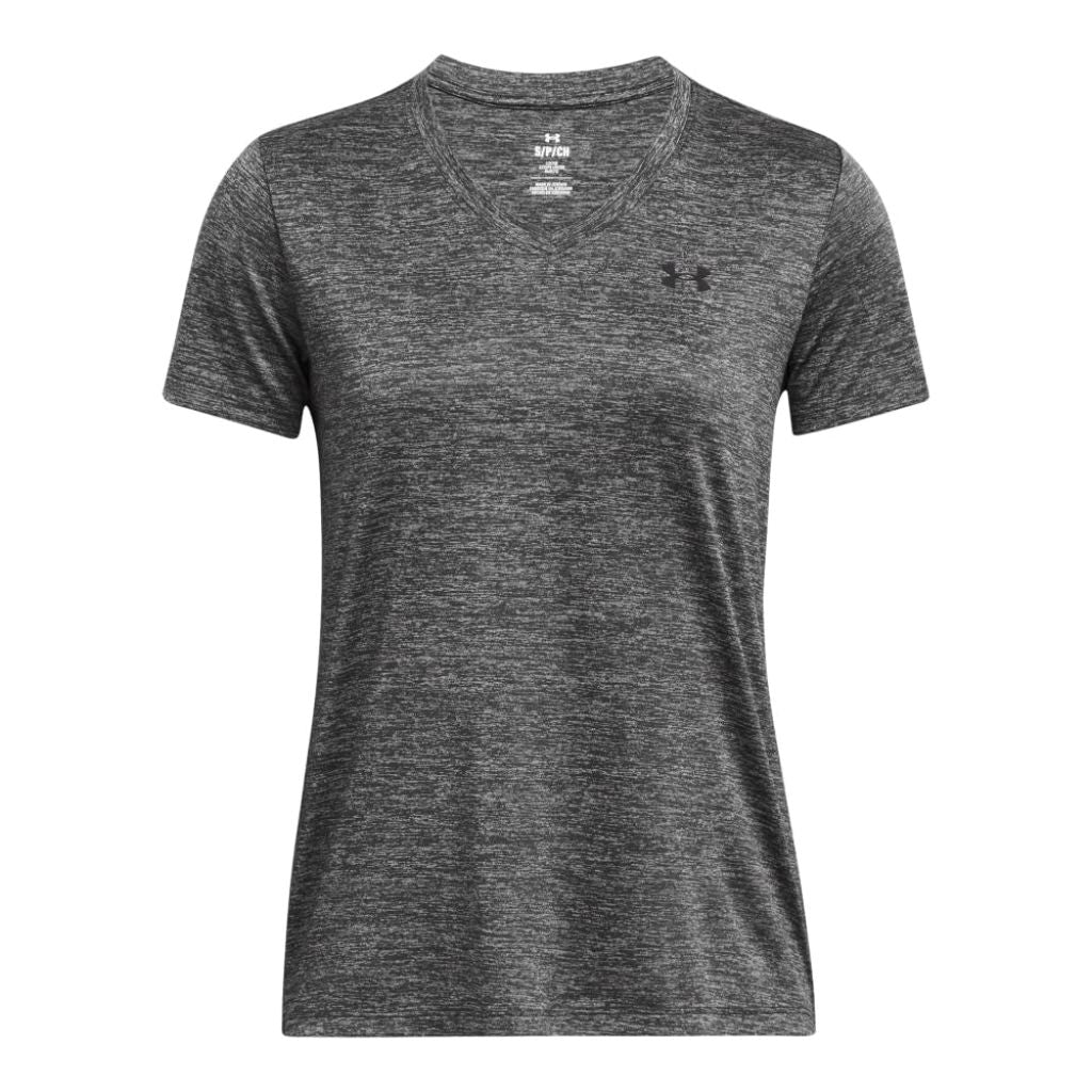 Under Armour Womens Tech Twist Short Sleeve V Neck, (025) Castlerock/Steel/Black, XX-Large