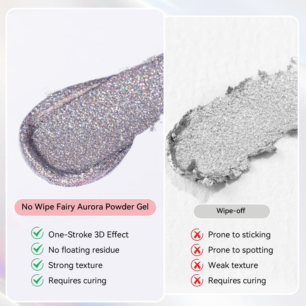 Makartt 3D Nail Gel Sculpting Gel: Argent Mystique Glitter Silver No Wipe UV Nail Gels for Nails Design, 5g Fairy Aurora Powder Gels, Glitter Mermaid 3D Nails Charms