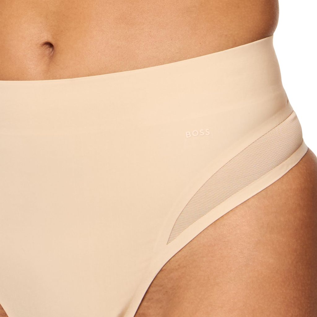 BOSS, High Waist Mesh Thong, Light Mushroom, S