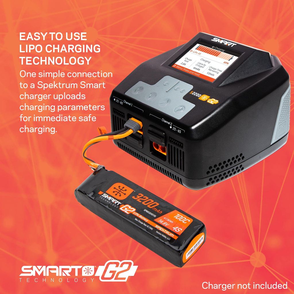 Spektrum 7.4V 5000mAh 2S 50C Smart LiPo G2 Hard Case: IC5, SPMX52S50H5
