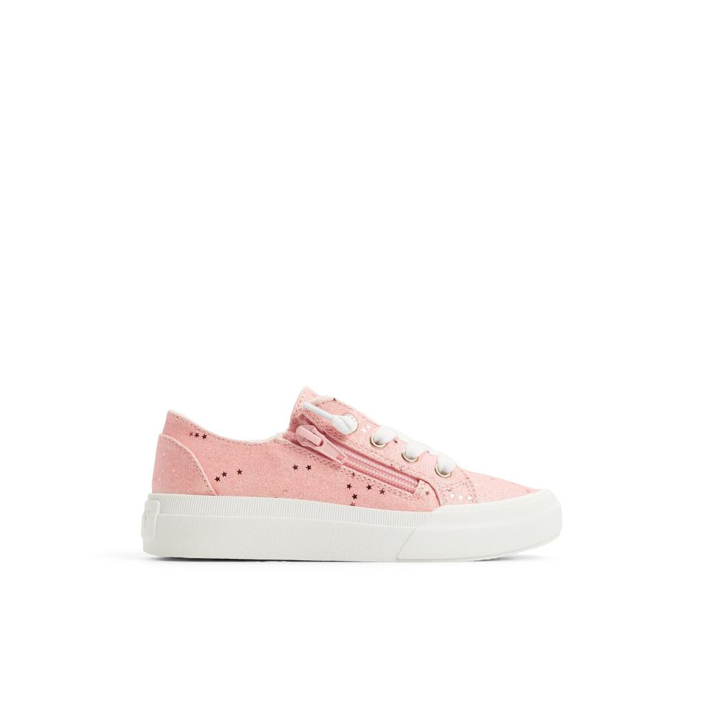 SZ 5, Roxy Girls Marina Zip Canvas Sneaker, Light Pink