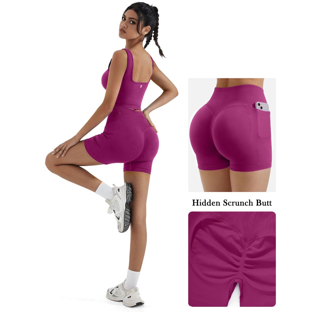 SZ M, SUUKSESS Women 2 Piece Workout Sets (Purple)