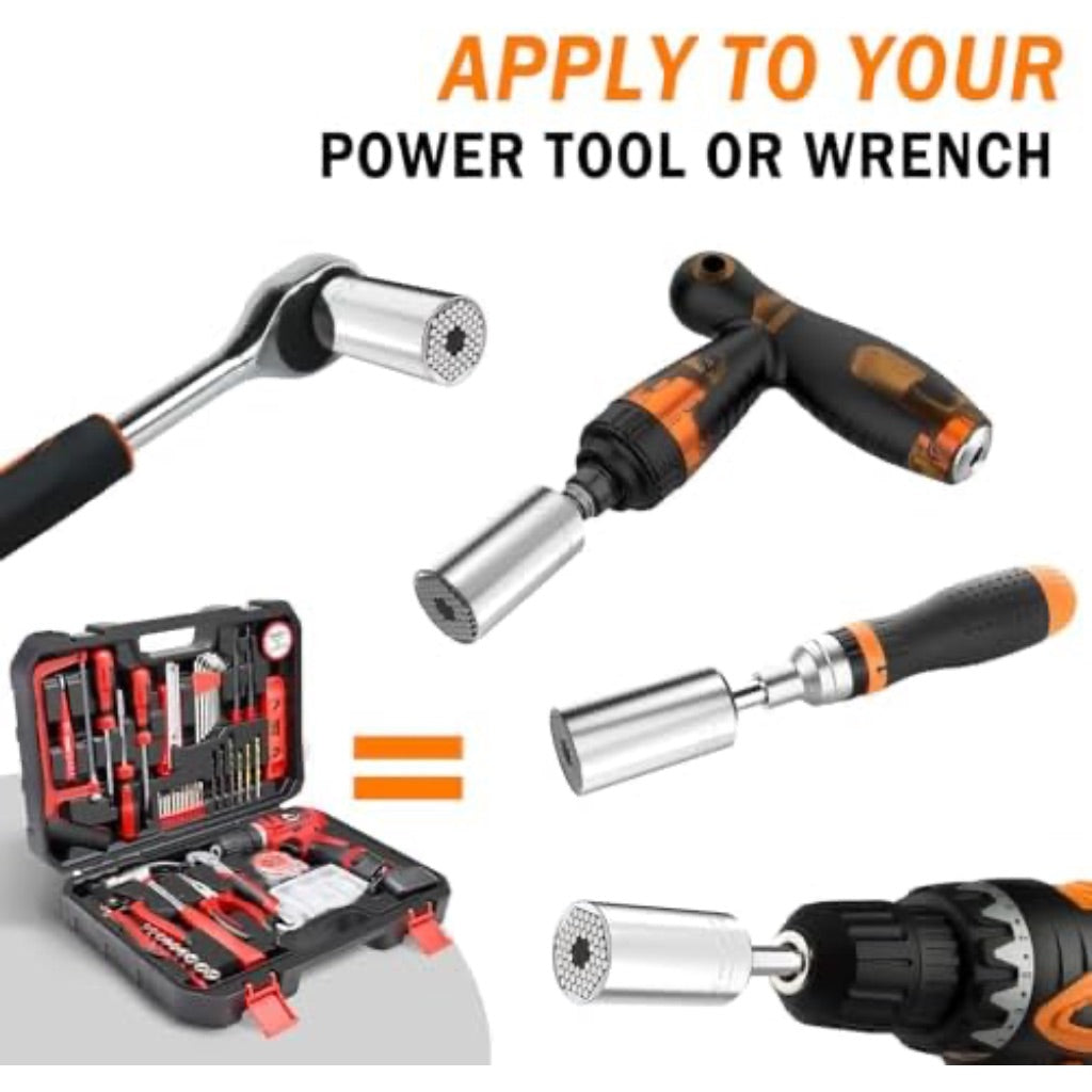 Dusor Gifts for Men Super Universal Socket Tools, Stocking Stuffers for Men, White Elephant Gifts for Adult, Gift for Him Who Have Everything, Gift Under 10 Dollars Socket Set with Power Drill Adapter