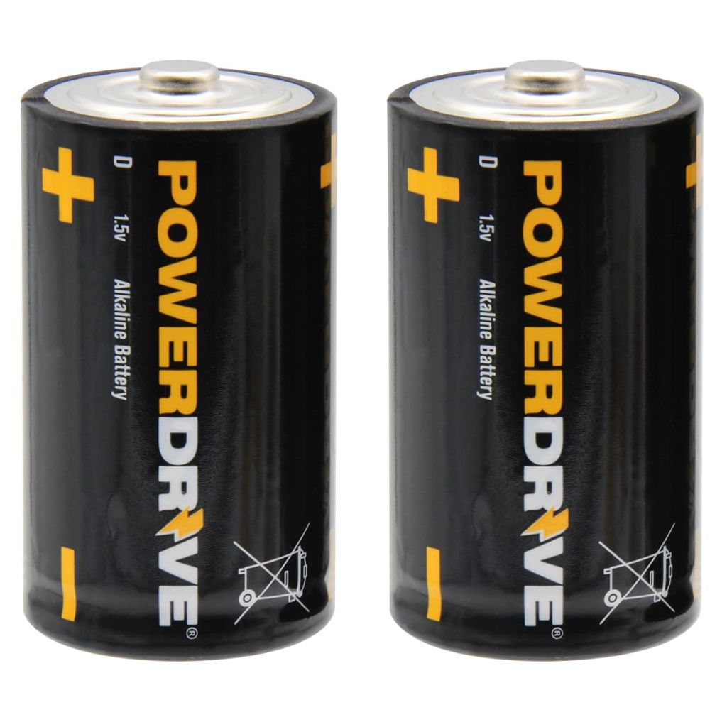 PowerDrive Size D 1.5V Batteries Extended Shelf Life - 2PK