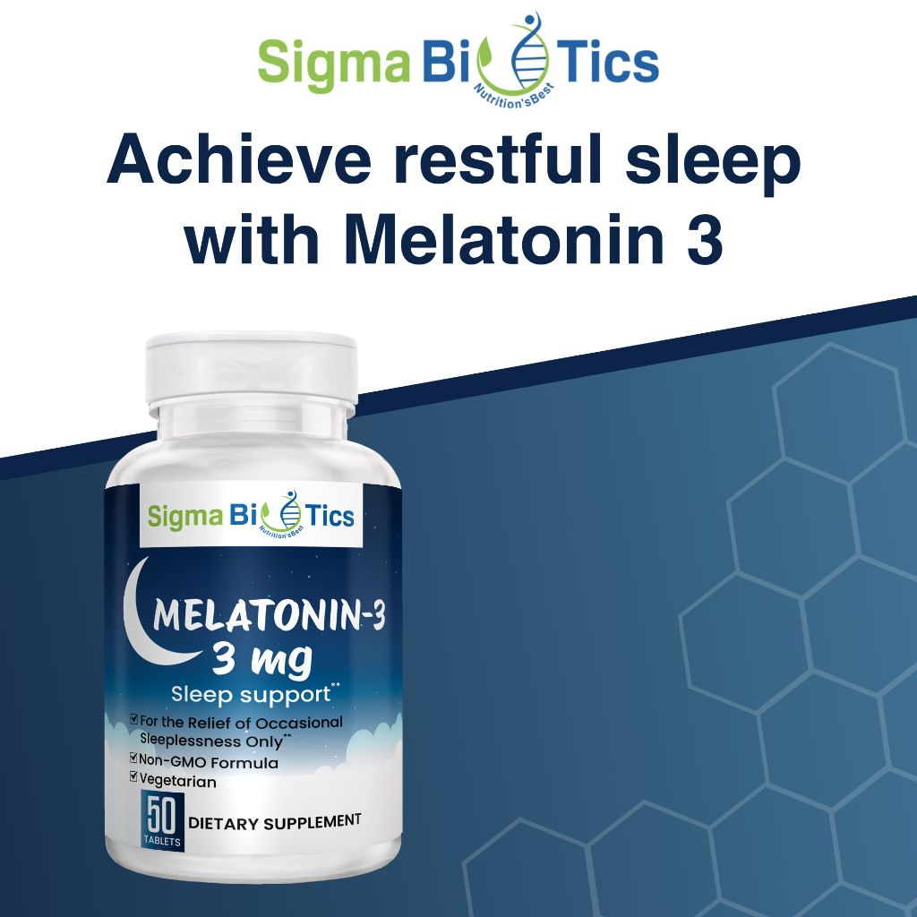 Sigma Biotics Melatonin 3mg Chewable Tablets 3mg Dose, 50 Tablets