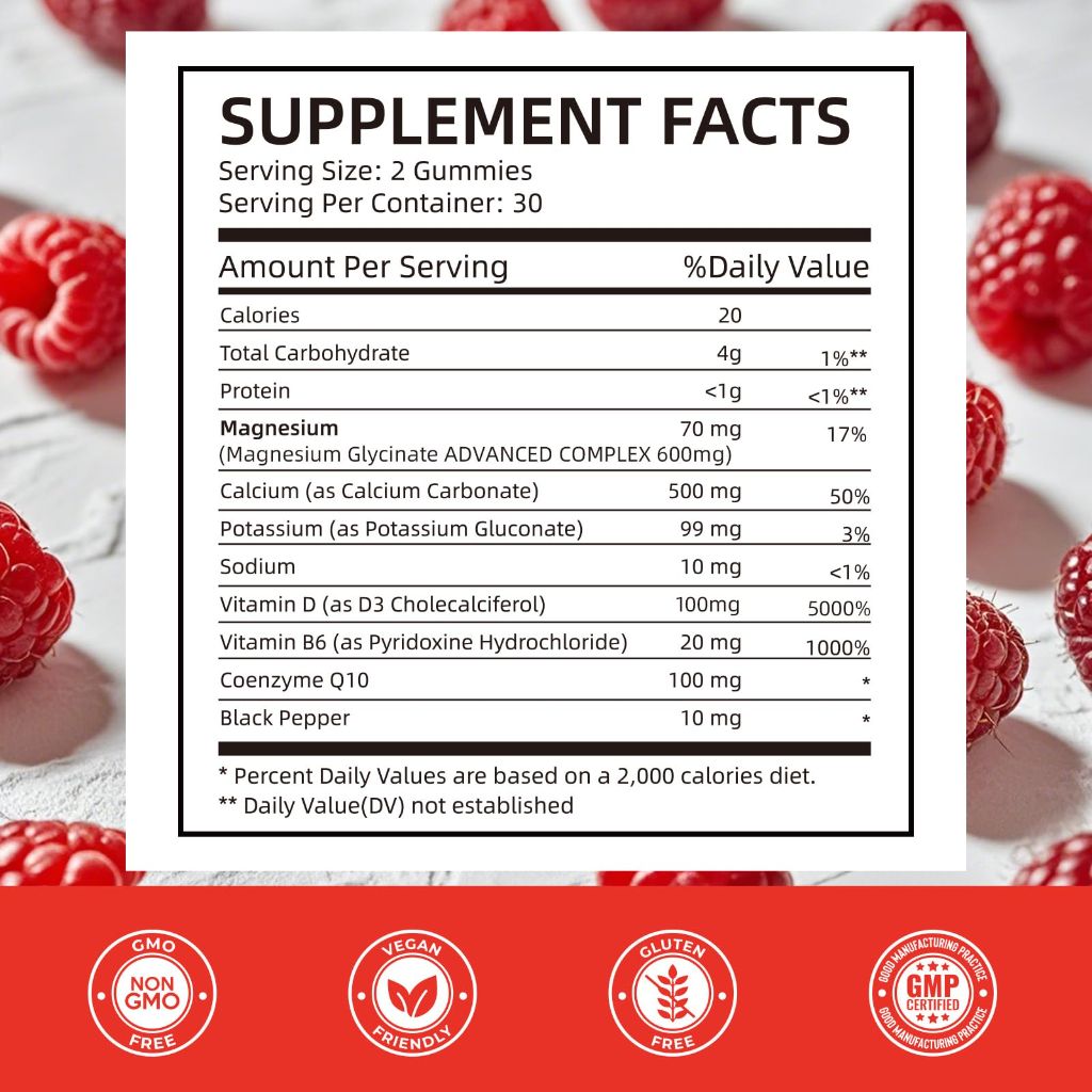 HEALOADING - Magnesium Gummies, Raspberry flavor, 60 Gummies