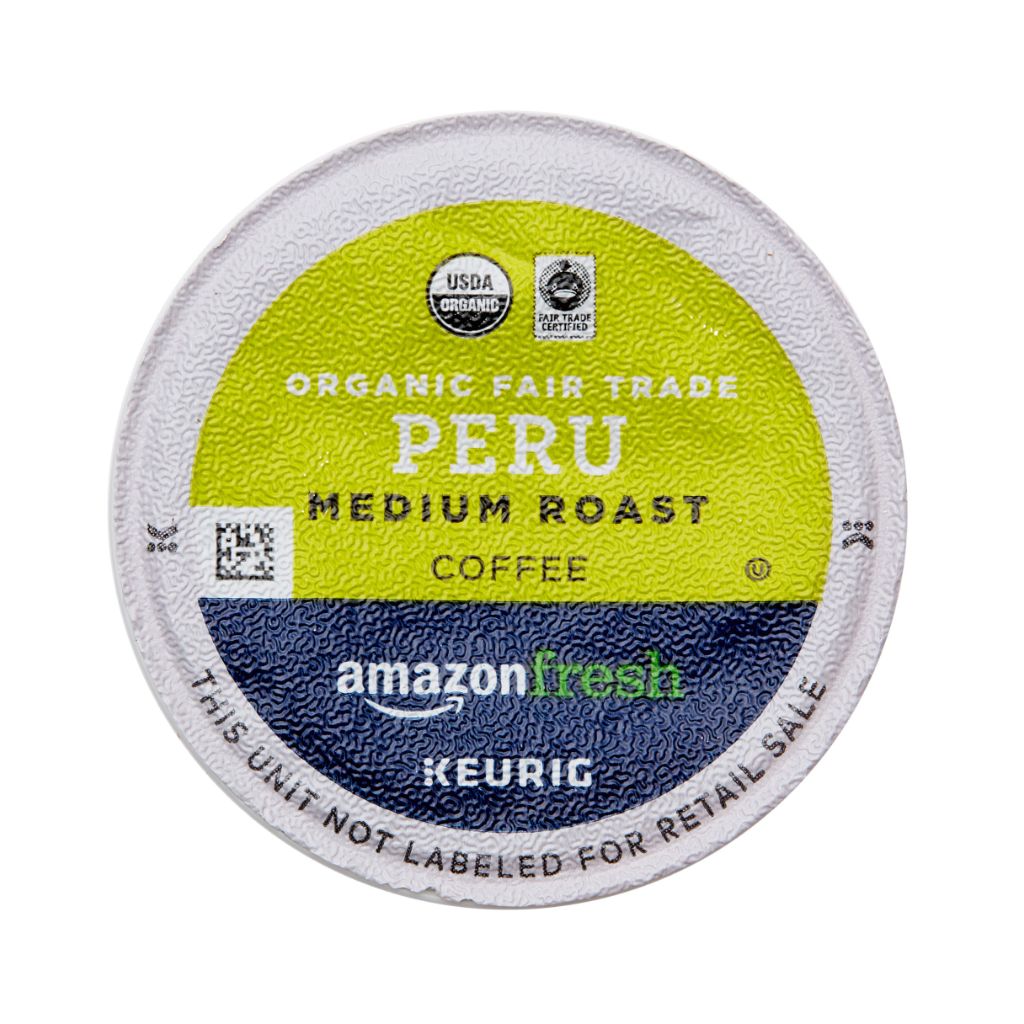 AmazonFresh 80 Ct. Organic Fair Trade K-Cups, Peru Medium Roast, Keurig K-Cup Brewer Compatible