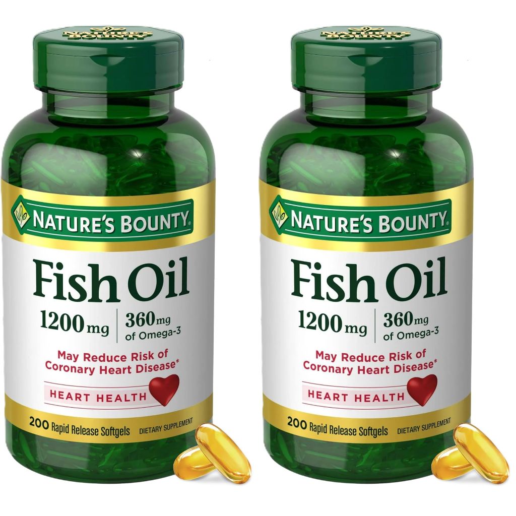 Nature's Bounty Fish Oil (1200mg) & Omega-3 (360mg) - 200 Softgels (2 Pack)
