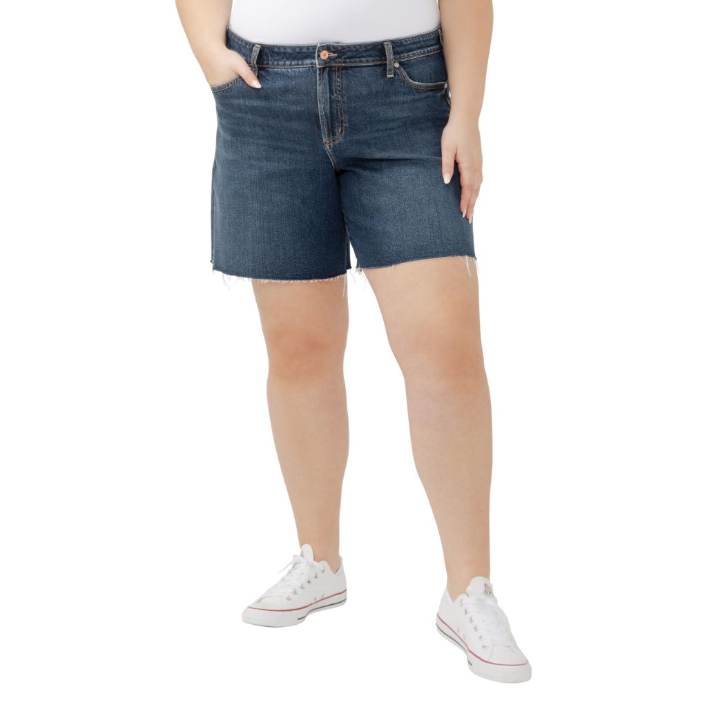 SZ 16 P, Silver Jeans Co. Women's Plus Size Suki Mid Rise Curvy Fit Long Short, Brooks