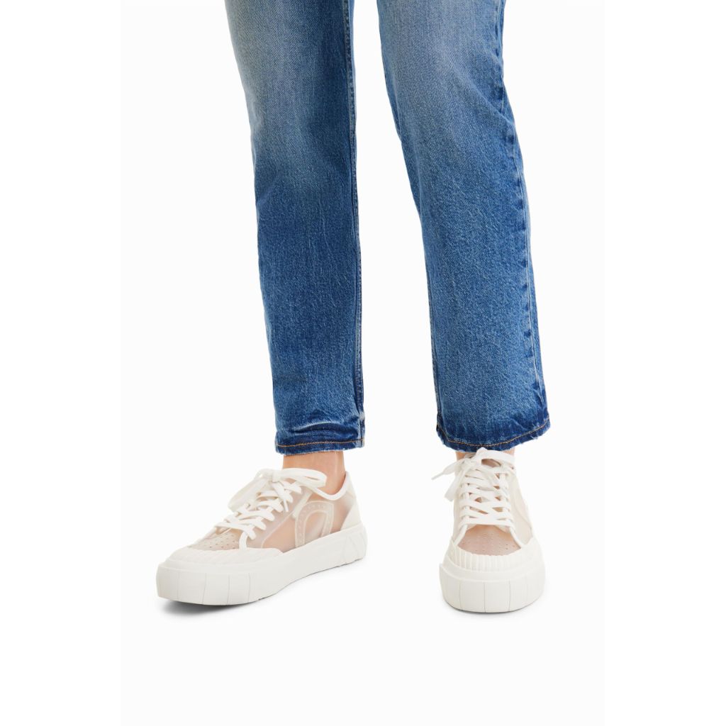 Desigual Transparent Platform Sneakers, White - size 8