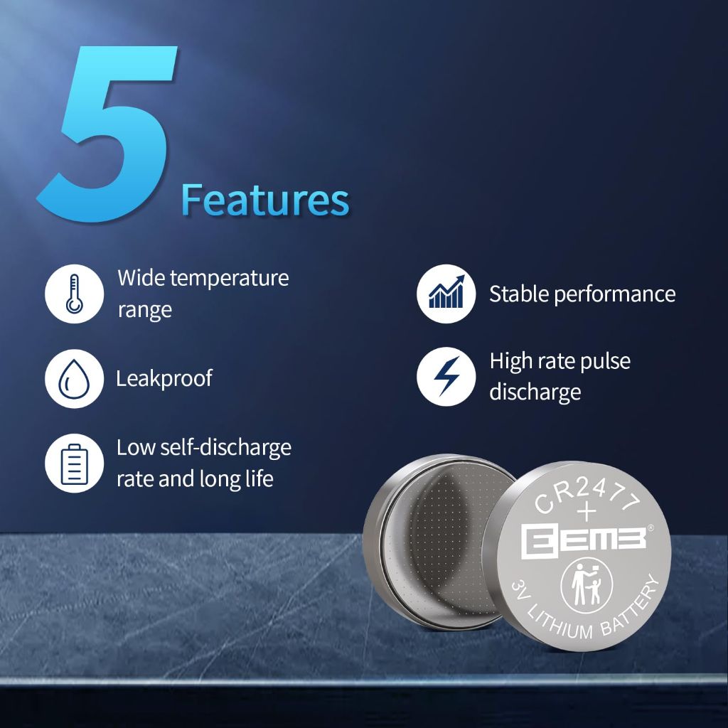 EEMB 10 Pack CR2477 Battery 3V Lithium Battery Button Coin Cell Batteries
