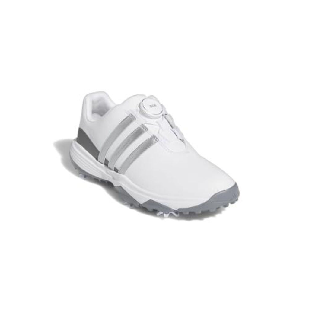 adidas Kid's JR Tour360 BOA 24 Golf Shoes, White/Silver/Iron, Size 1.5 Y