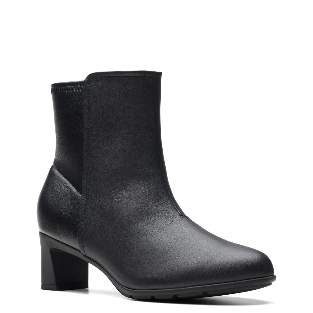 Clarks Women's Neiley Jane Ankle Boots - Black Leather Size 6.5