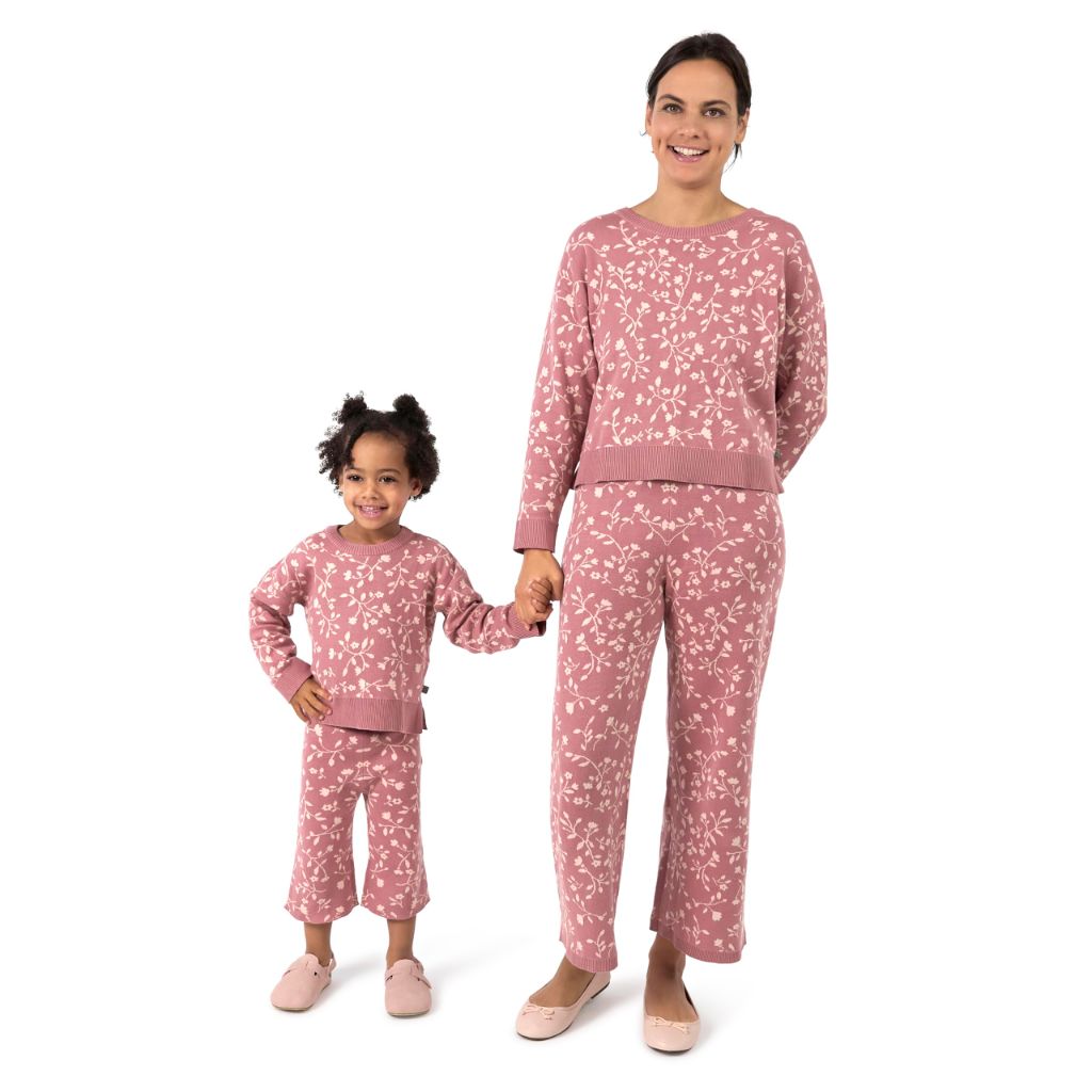 Modern Moments by Gerber Baby Girls' Mommy and Me Sweater Knit Pant, Dark Rose Branches, X-Small