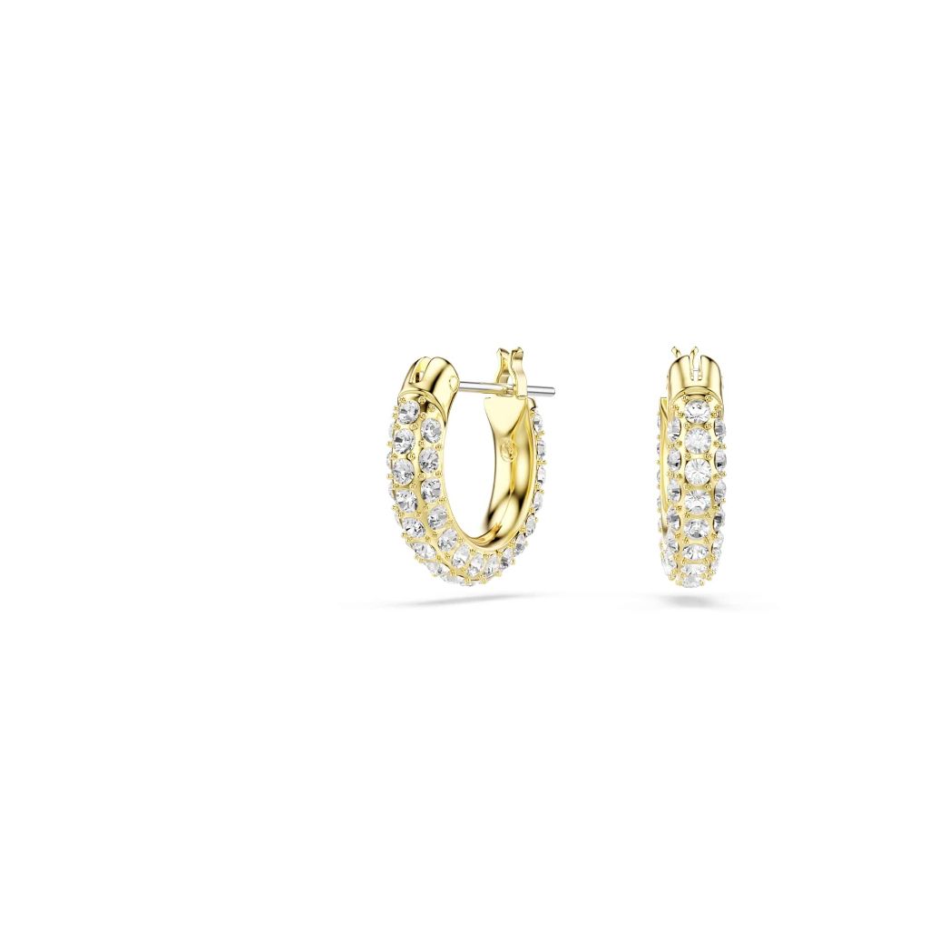 Swarovski Dextera Hoop Earrings - Pavé, Mini, White, Gold-Tone Finish (5734275)