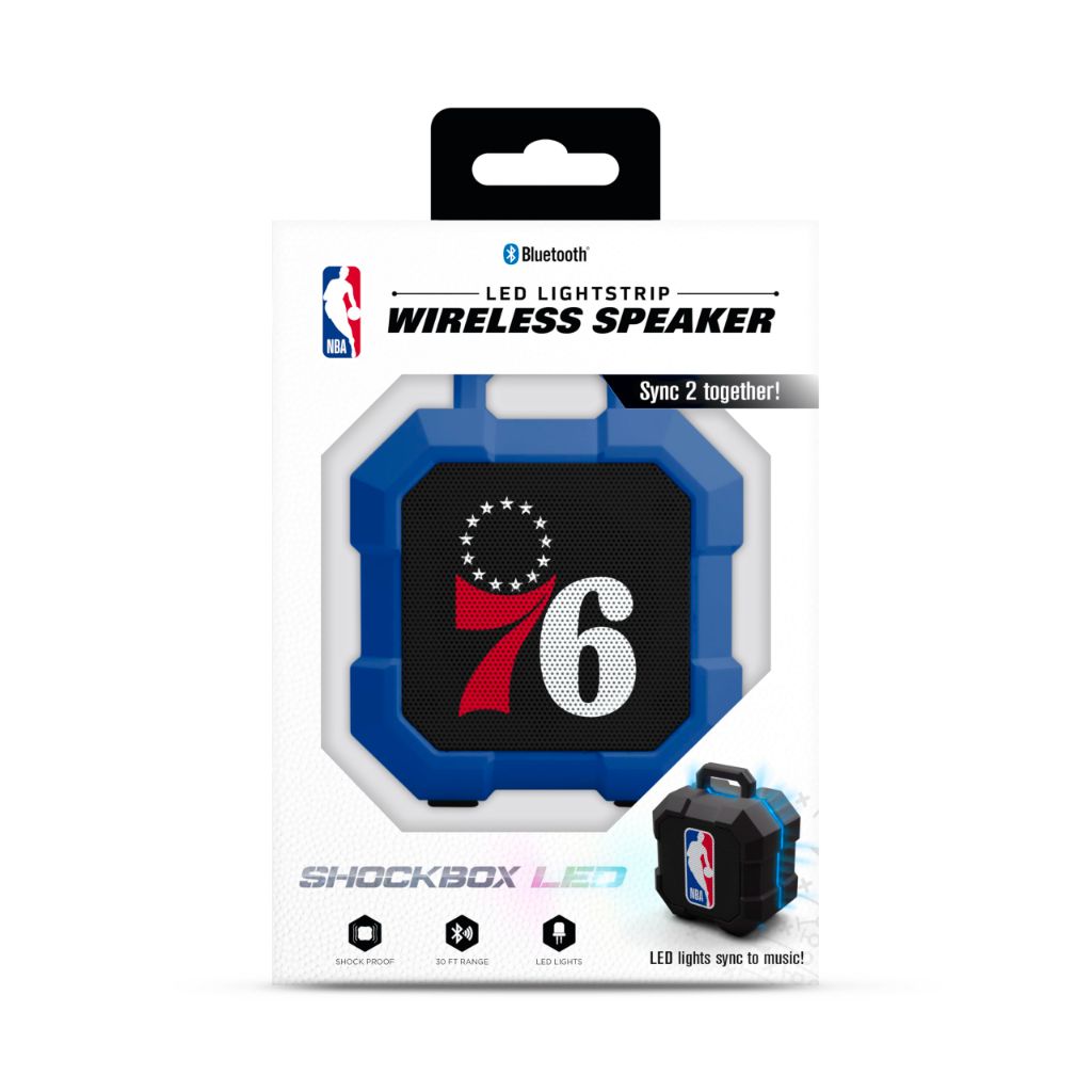 SOAR NBA Shockbox LED Wireless Bluetooth Speaker - Water Resistant IPX4, 5.0 Bluetooth with Over 5 Hours of Play Time - Small Portable Speaker - Officially Licensed NBA, Perfect Home & Outdoor Speaker