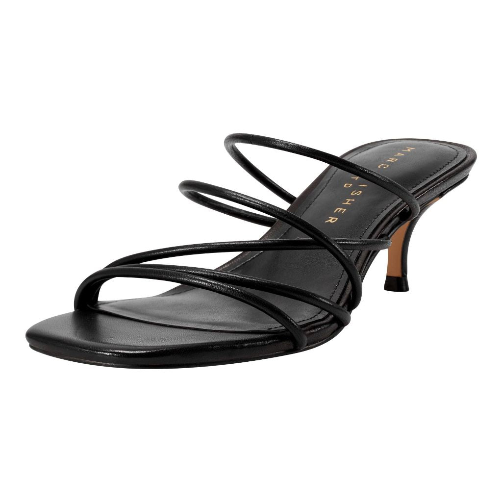 Marc Fisher LTD Women's Banna Heeled Sandal, Black Leather 001, 6.5