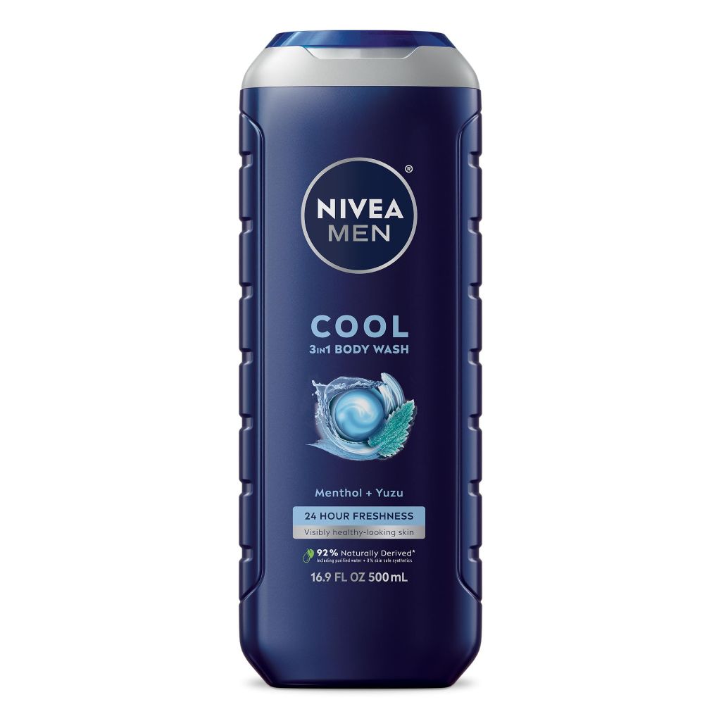 Nivea Cool 3-in-1 Men's Body Wash, Menthol and Yuzu Scent - 16.9 Fl Oz Bottle