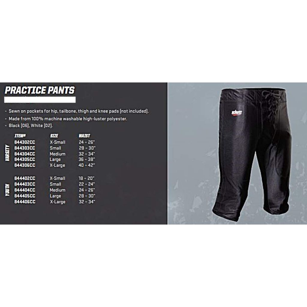 Schutt Adult Varsity Football Practice Pants - Black, XL