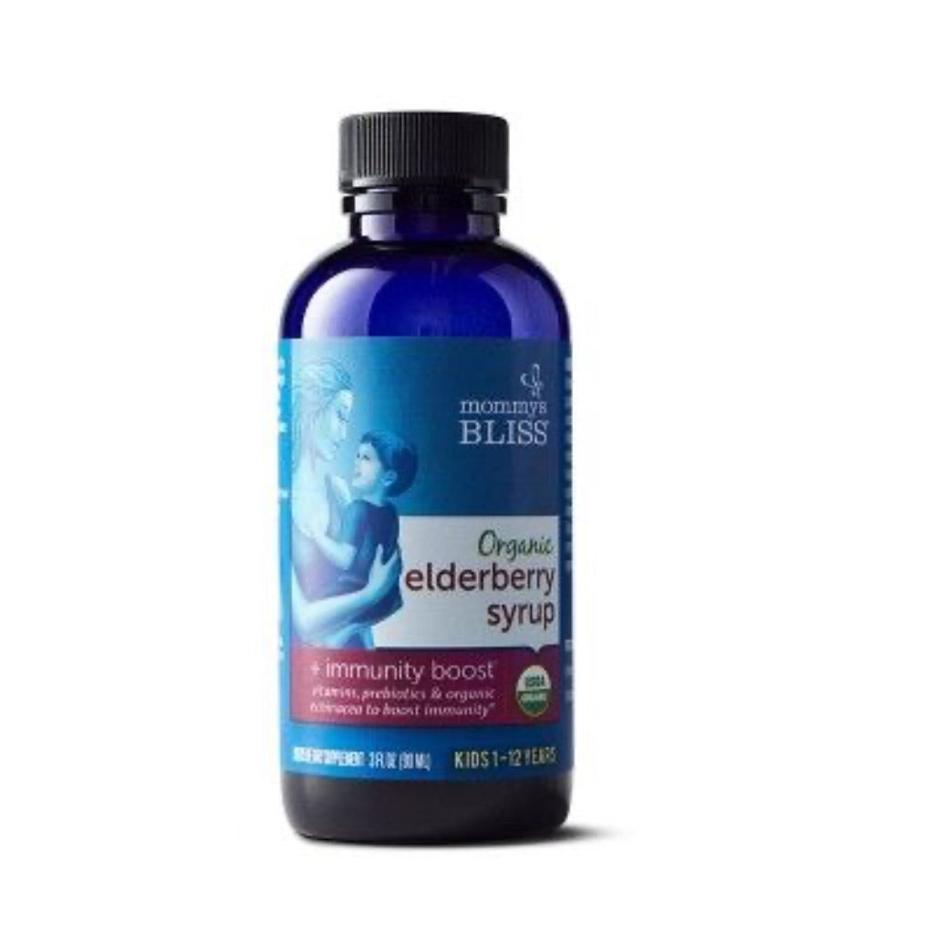 Mommy's Bliss Kids Organic Immunity Syrup with Elderberry for Kids 1-12 Yrs, 3 Fl Oz