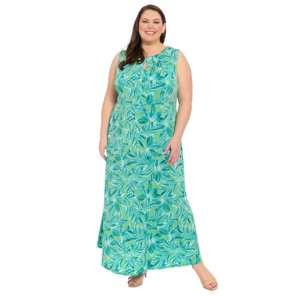 London Times Women's Dresses Sleeveless Ankle-Length Maxi Dress - Fitted Waist A-Line Silhouette - Versatile Elegant Summer Dresses, Green Aqua, 22