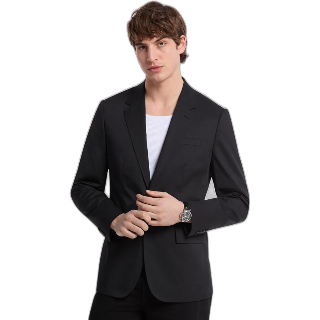 Michael Kors Men's Cotton Tech Blazer, Black, 44R